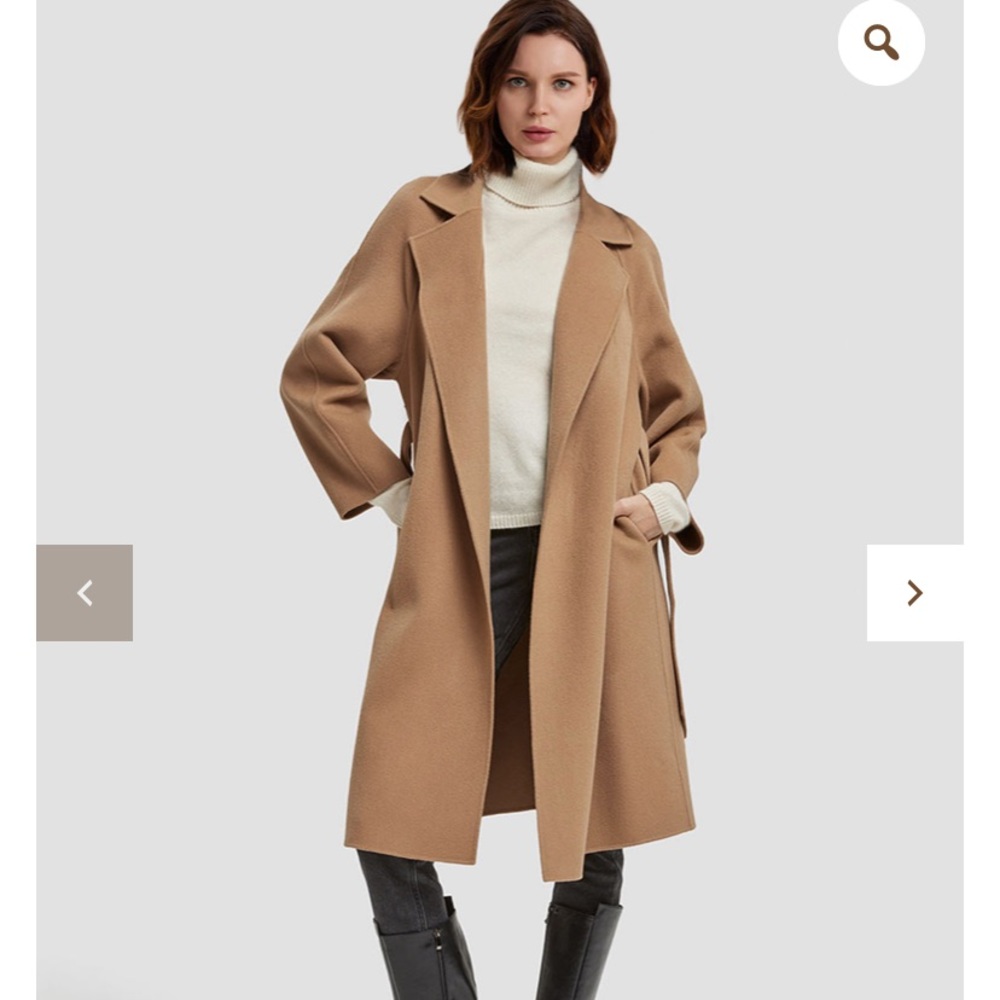 100% wool belted wrap coat